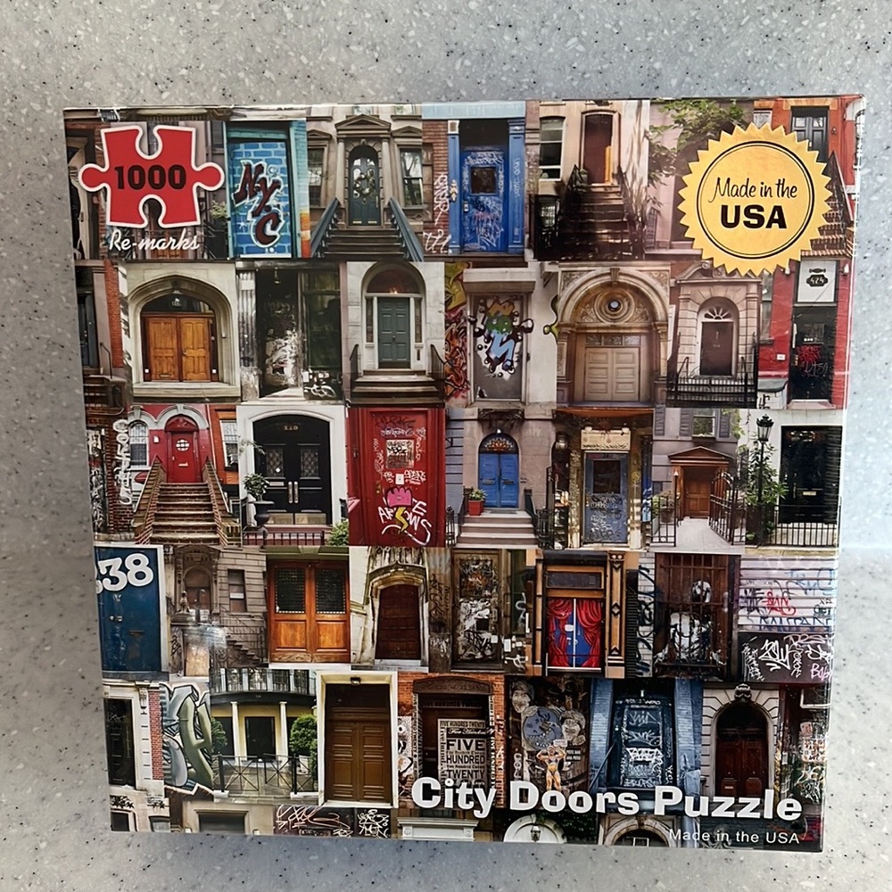 CITY DOORS~Sealed 1000 piece Puzzle~Made in USA by Re-marks w/Mini Poster